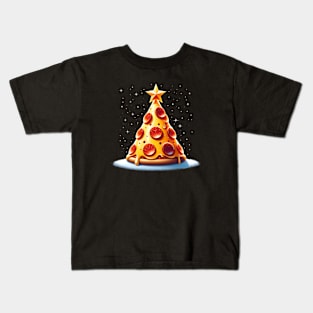 Pizza Xmas Tree, Christmas Style Pizza Lover Kids T-Shirt